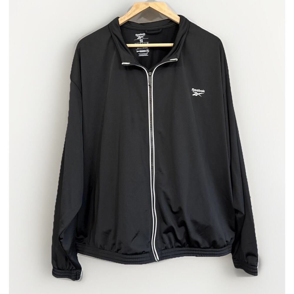Reebok Track Jacket Identity Black White Back Vector Reecycled Speedwick Size 4X
